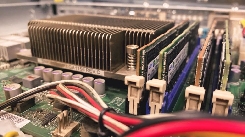 motherboard closeup ram heatsink