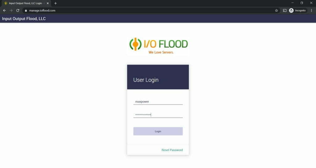 ioflood support portal main page