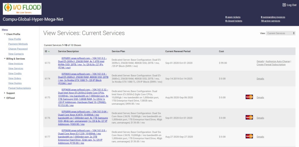 ioflood support portal services list