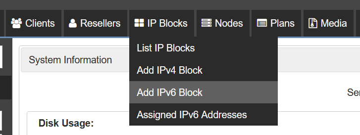add ipv6 block solusvm