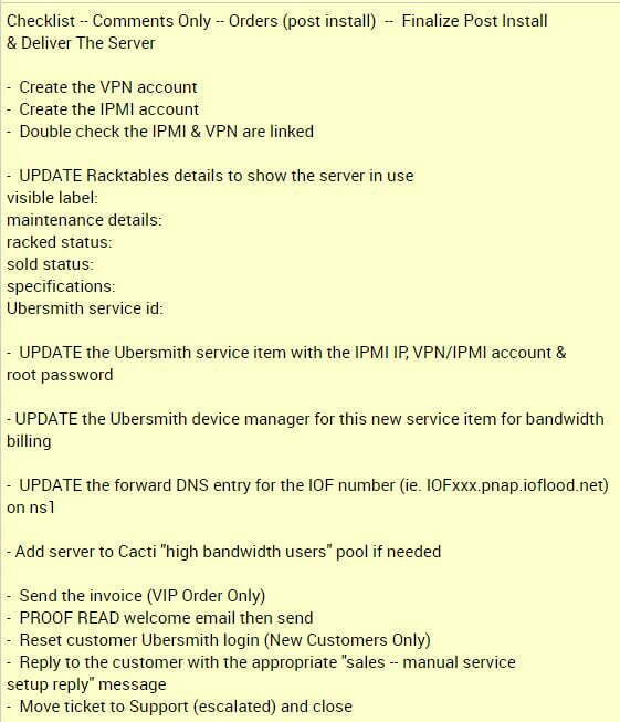 checklist of post installation steps