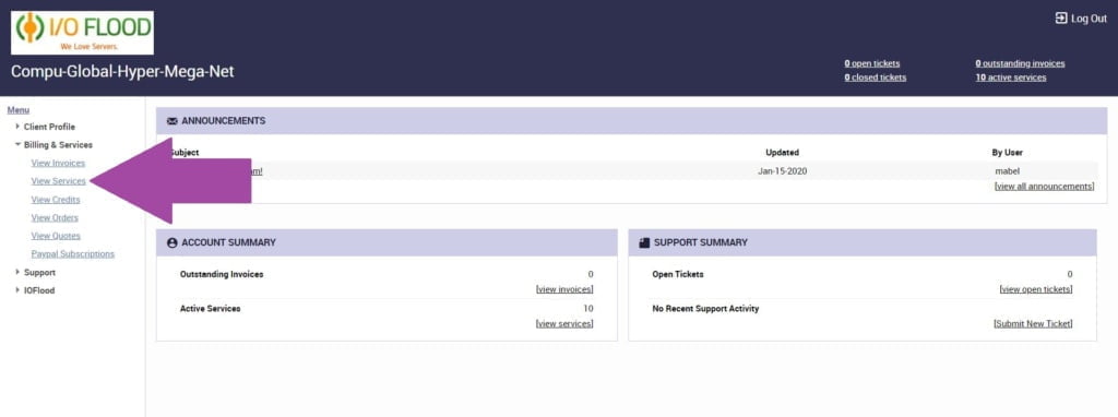 ioflood support portal services view