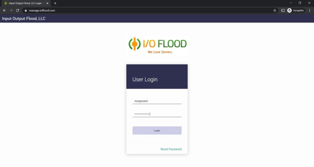 ioflood support portal login