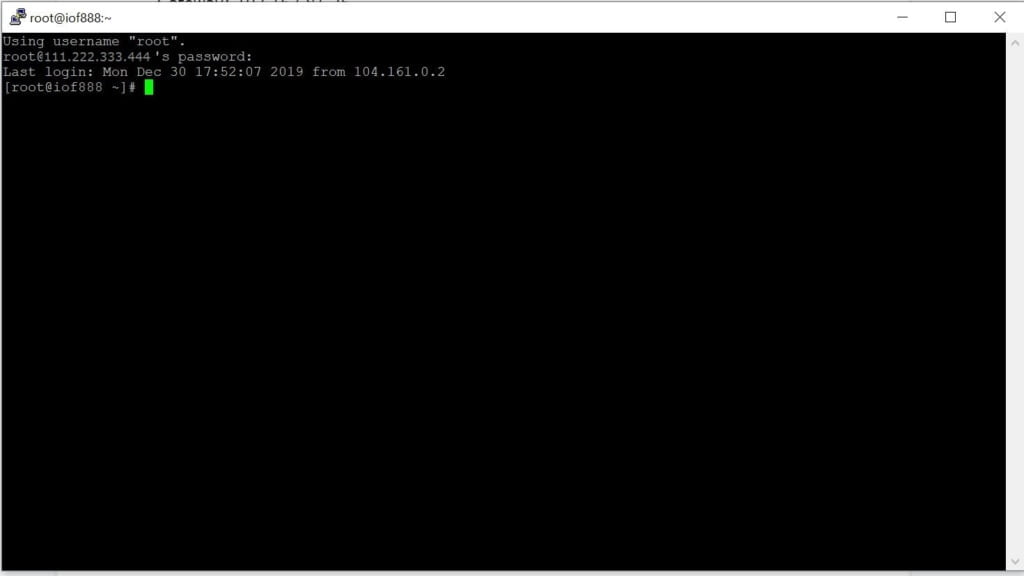 ssh terminal login screenshot