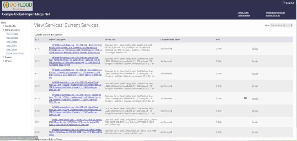 ioflood support portal services list