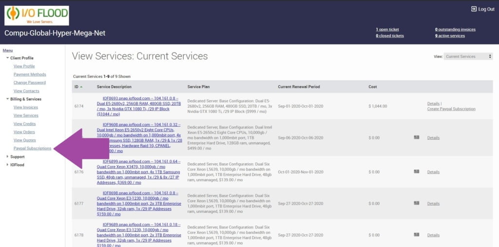 ioflood support portal subscription added success