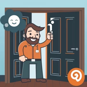 orange guy at door