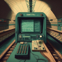 retro mechanical terminal with graph in tunnel