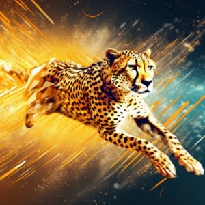 artistic cheetah jumping