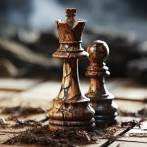 chess pieces decaying