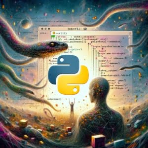 Artistic depiction of a Python environment showing the delete file operation highlighting Python code for file deletion