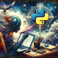Artistic digital illustration of Python with poetry python focusing on Poetry for dependency management and packaging