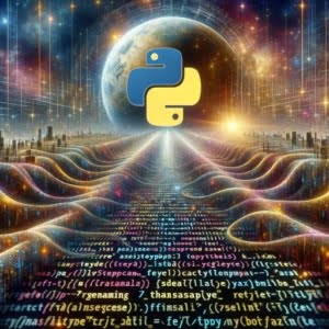 Artistic digital representation of Python script executing the rename file operation highlighting file renaming code