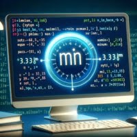 Computer graphic showcasing python min highlighting finding the minimum value in Python