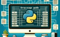 Computer interface graphic illustrating Python Array Usage focusing on array operations