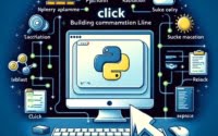 Computer interface graphic illustrating the use of python click library focusing on building command line applications