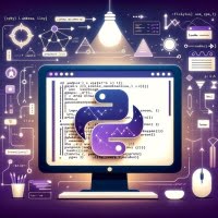 Creative visualization of concise programming in Python showing compact arrows and minimalist function markers highlighting code efficiency