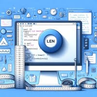 Display of len function in Python on a screen emphasizing size determination in data structures with coding and analysis elements