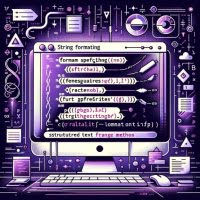 Graphic illustration of structured string formatting in Python featuring curly braces and placeholders emphasizing customization