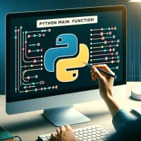 Illustration highlighting the main function in a Python script shown on a computer or terminal screen