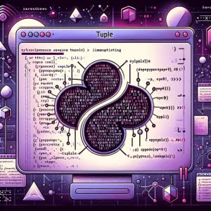 Python script demonstrating tuple creation and manipulation with tuple structure symbols and element markers