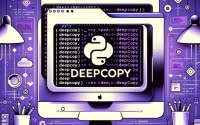 Python script illustrating deepcopy for creating independent object copies showing copy layers and recursive duplication markers
