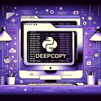 Python script illustrating deepcopy for creating independent object copies showing copy layers and recursive duplication markers