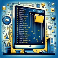 Python script list files in a directory illustrated with folder icons highlighting directory trees and file enumeration markers