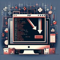 Pythons pip uninstall command represented with diminishing package icons showing package removal in Python