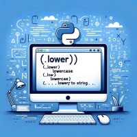 representation of converting text to lowercase in Python and lower method symbolic lowercase letters around a script