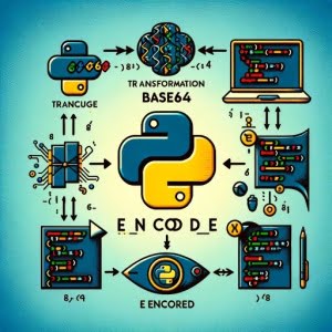 Data converting to base64 format Python code transformation symbols logo