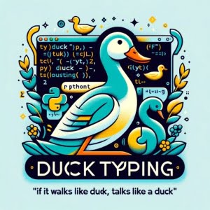 Duck typing concept in Python dynamic typing examples ducks code Python logo