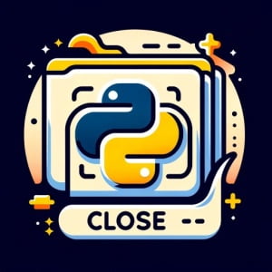 File icon with Python script executing close method and Python logo