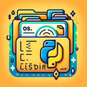 Folder with files Python oslistdir method script and Python logo