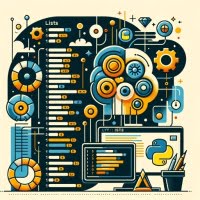 Graphic showing Python lists featuring a Python script and visual representations of list data structures