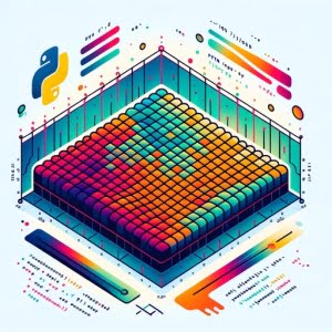 Heatmap grid with color gradient Python data analysis code Python logo