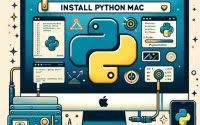 Installing Python on macOS Mac screen with installation steps Python logo