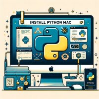 Installing Python on macOS Mac screen with installation steps Python logo