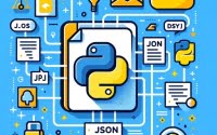JSON data transferring to a document Python code data flow lines logo