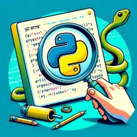 Python getattr function magnifying glass on attributes and Python logo
