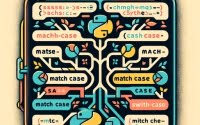 Python match case statement code snippets branching paths decision trees logo