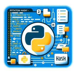 Python script generating hash values data blocks hash symbols Python logo