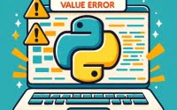 Python script with ValueError message warning symbols and Python logo