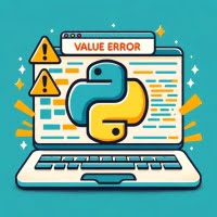 Python script with ValueError message warning symbols and Python logo