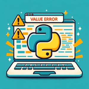 Python script with ValueError message warning symbols and Python logo