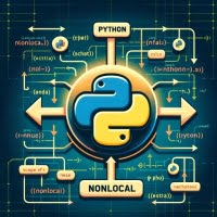 Python script with nonlocal variables nested functions and Python logo