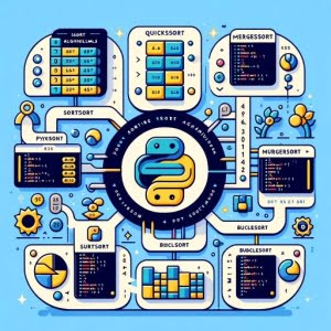 Sorting algorithms in Python number arrays algorithm flowcharts code logo