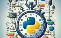 Timer and stopwatch with Python code measuring script time Python logo