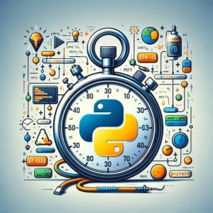 Timer and stopwatch with Python code measuring script time Python logo