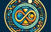 Visual of Python xrange function number sequences loops code Python logo